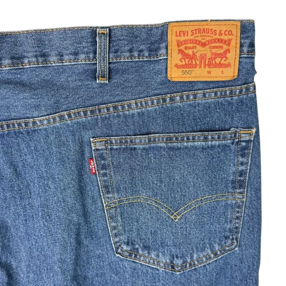 Levis 550 Relaxed Fit Straight Leg Jeans Non Stretch Denim Big & Tall Mens 52x29